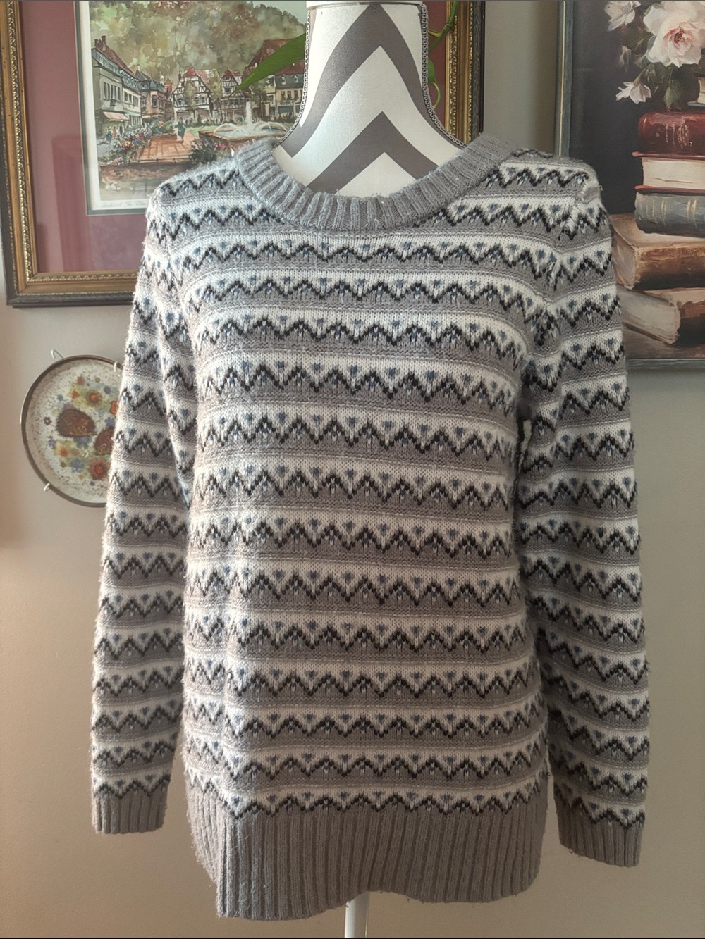 croft & barrow Neutral Striped Knit Sweater in Cream and Gray